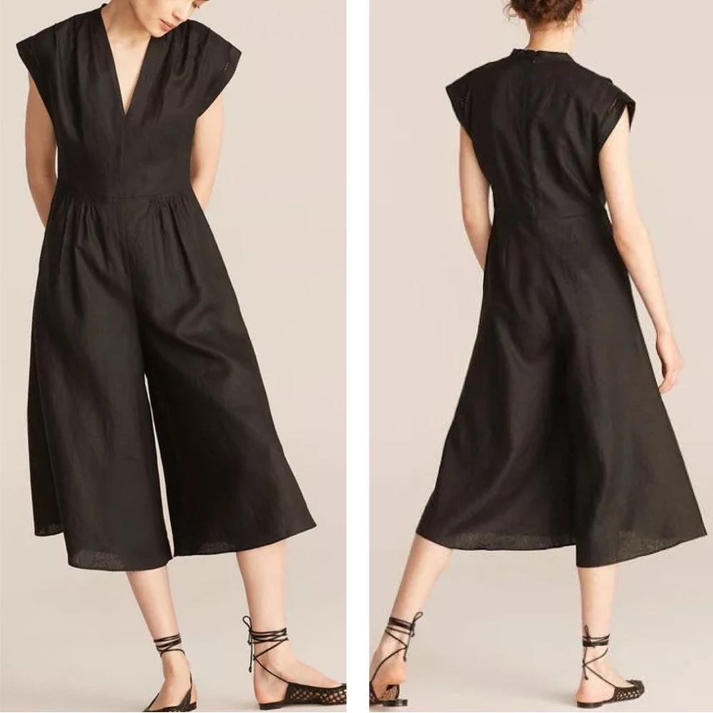 Rebecca Taylor Black V-Neck Cap Sleeve Jumpsuit